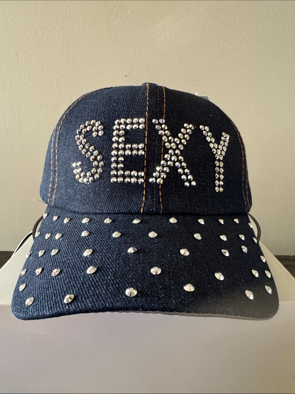 Denim 'SEXY' Rhinestone Baseball Cap NWT